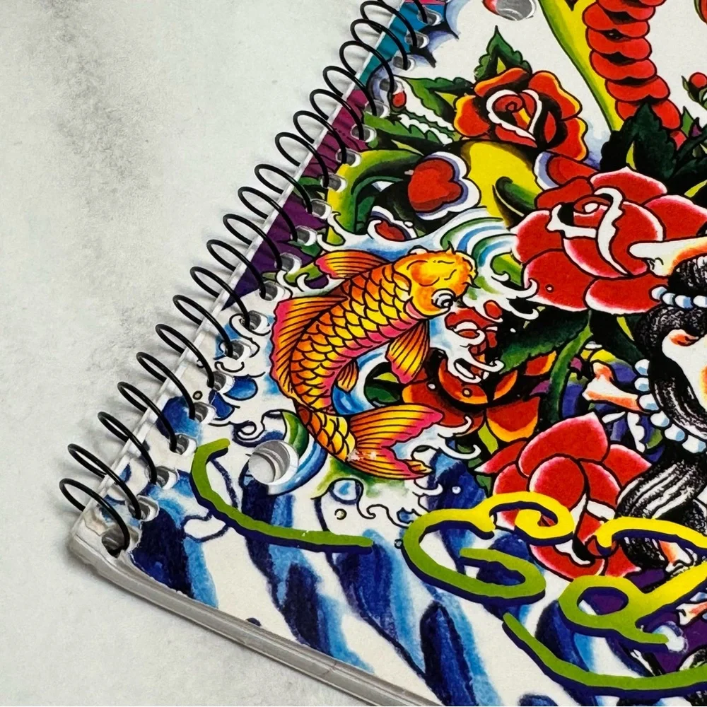 Vintage Lisa Frank x Ed Hardy Tattoo Art Spiral Notebook